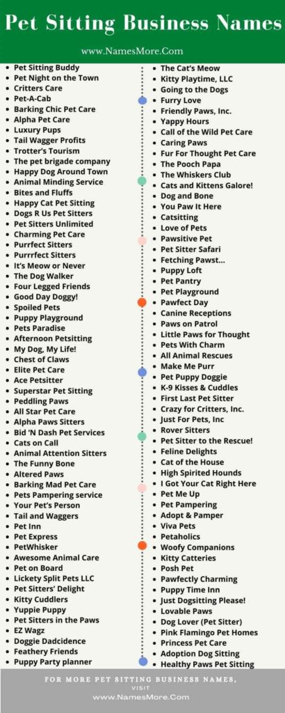 Pet Sitting Business Names in 2022 [Best Guide] List Infographic