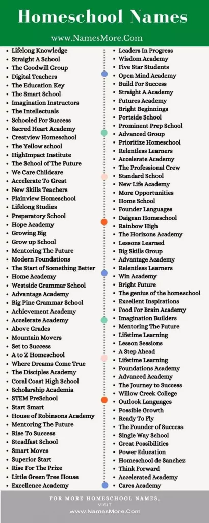 850+ Homeschool Names Ideas in 2024 [Best Suggestions] List Infographic