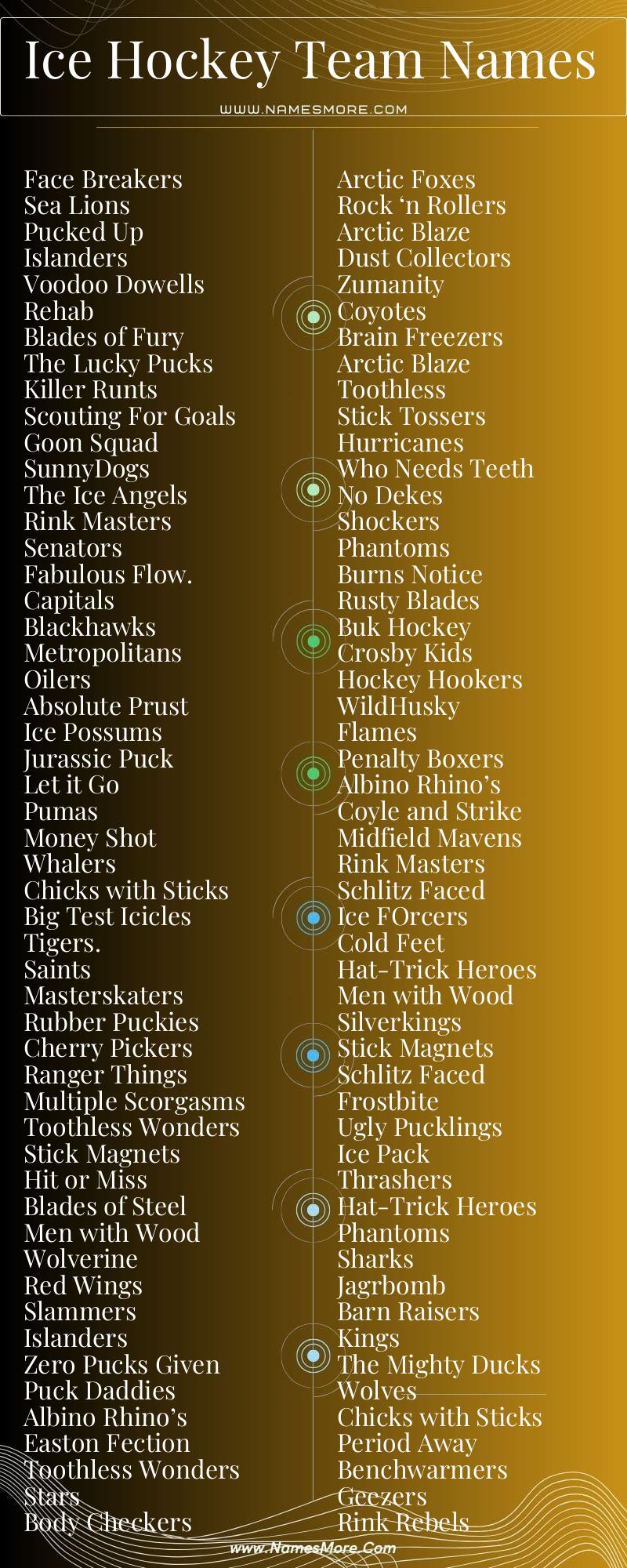 Ice Hockey Team Names List Infographic
