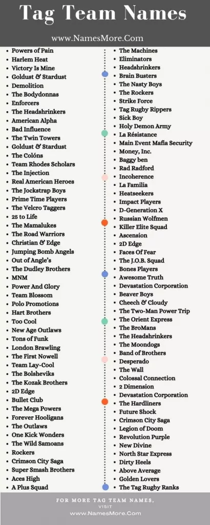 960+ Tag Team Names [Funny and Cool] List Infographic