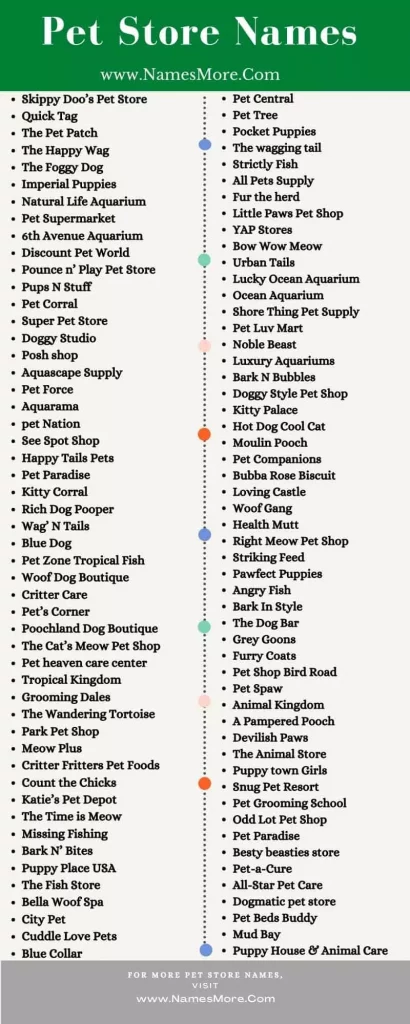 950+ Pet Store Names Idea [Be Inspired] List Infographic