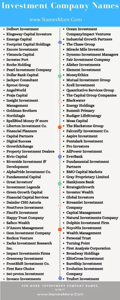 Investment Company Names with Best Guide (2023 Updated) List Infographic
