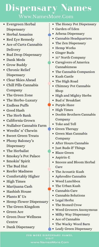Dispensary Names [990+ Clever Hemp Business Names] List Infographic