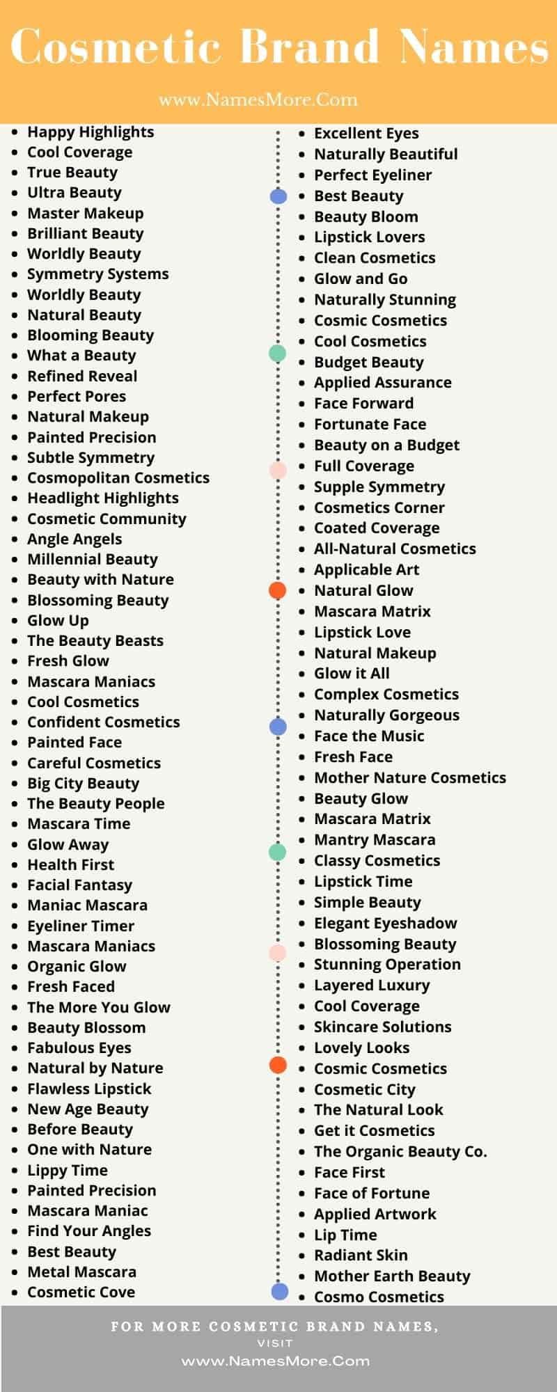 1600+ Cosmetic Brand Names [Cool, Cute & Best] List Infographic