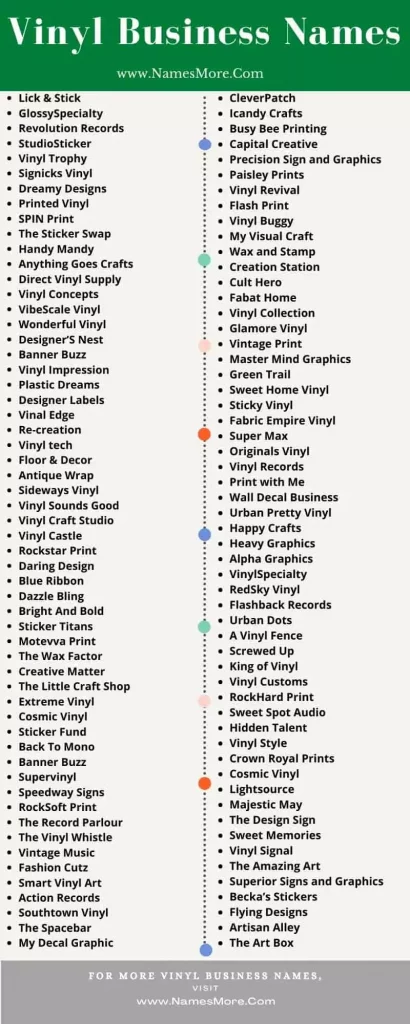 870+ Vinyl Business Names [Best Ideas] List Infographic